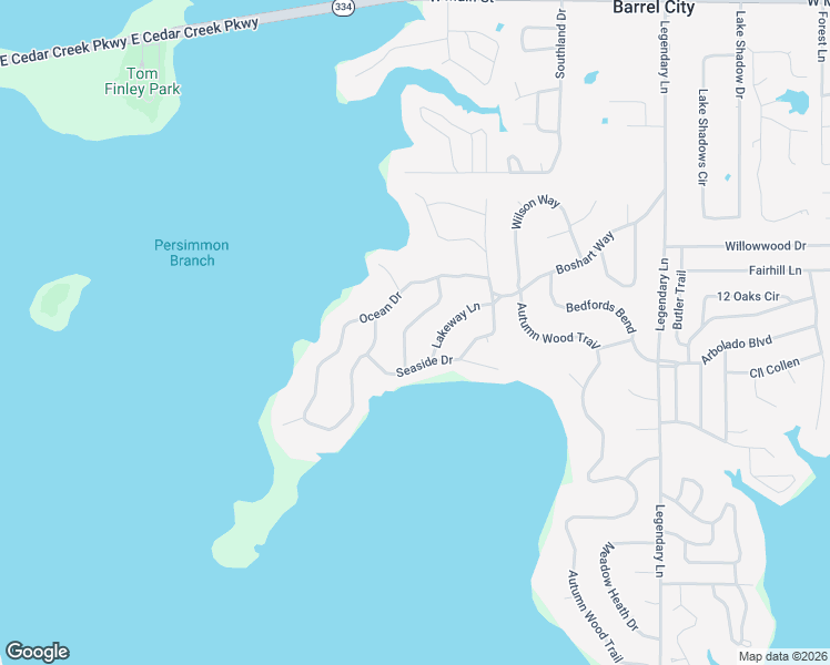 map of restaurants, bars, coffee shops, grocery stores, and more near 116 Wildwood Crossover Street in Gun Barrel City