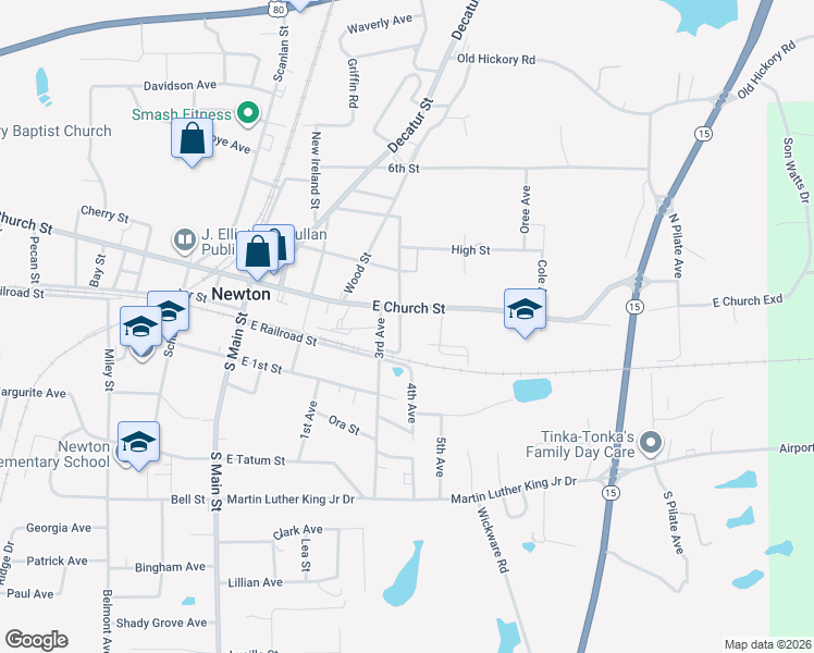 map of restaurants, bars, coffee shops, grocery stores, and more near 104 Newton Avenue in Newton