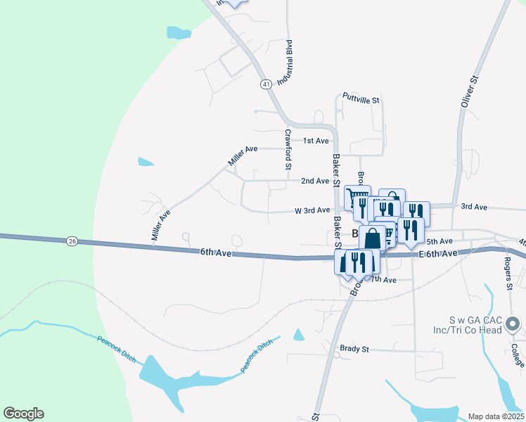 map of restaurants, bars, coffee shops, grocery stores, and more near 224 3rd Avenue in Buena Vista
