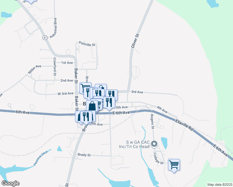 map of restaurants, bars, coffee shops, grocery stores, and more near 205b East 3rd Avenue in Buena Vista