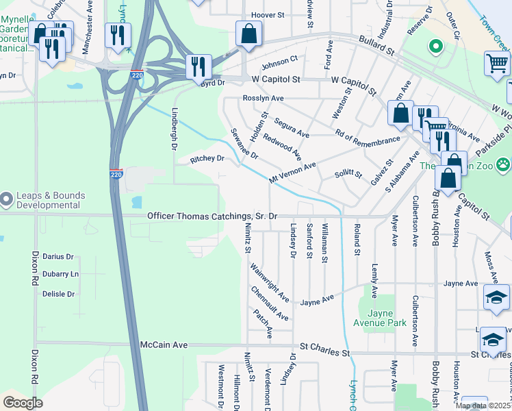 map of restaurants, bars, coffee shops, grocery stores, and more near 472 Mount Vernon Avenue in Jackson