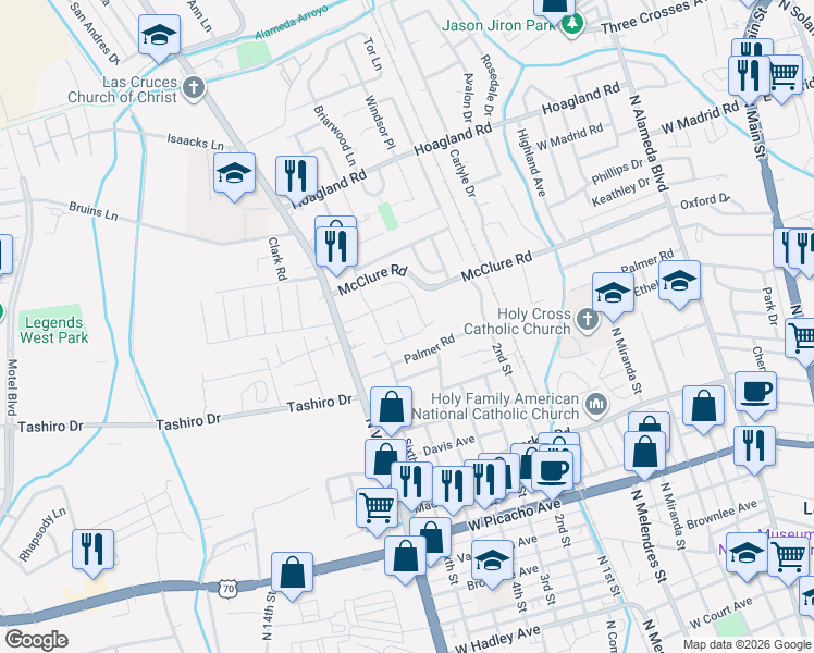 map of restaurants, bars, coffee shops, grocery stores, and more near 1614 Winton Court in Las Cruces