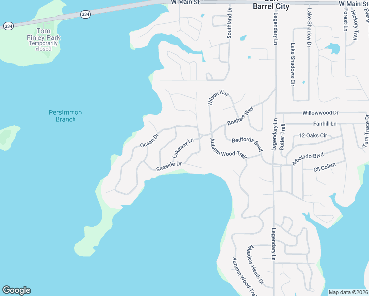 map of restaurants, bars, coffee shops, grocery stores, and more near 114 Lakeway Lane in Gun Barrel City