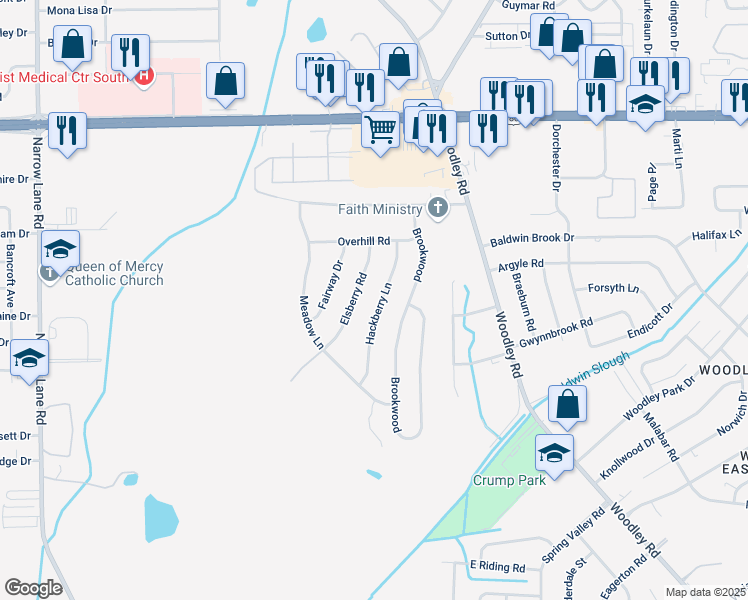 map of restaurants, bars, coffee shops, grocery stores, and more near 3233 Elsberry Road in Montgomery