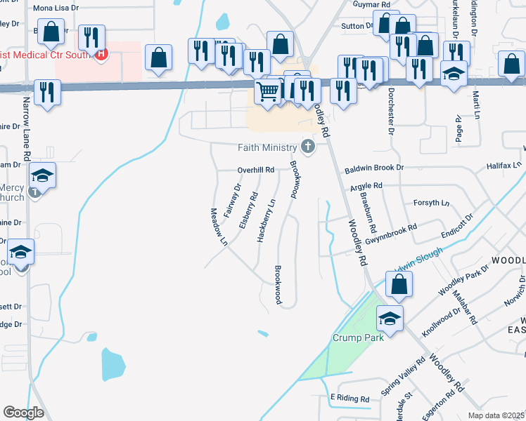 map of restaurants, bars, coffee shops, grocery stores, and more near 3233 Elsberry Road in Montgomery