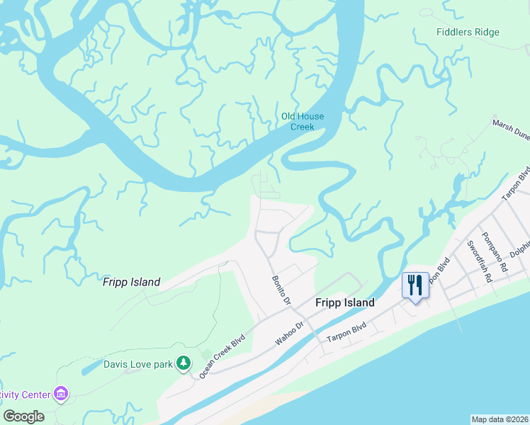 map of restaurants, bars, coffee shops, grocery stores, and more near 845 Bonito Drive in Saint Helena Island