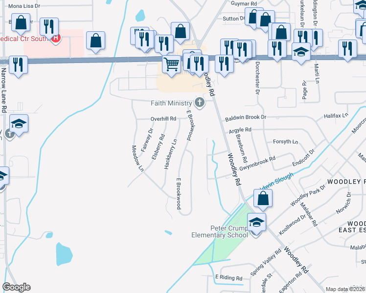 map of restaurants, bars, coffee shops, grocery stores, and more near 3242 Brookwood in Montgomery