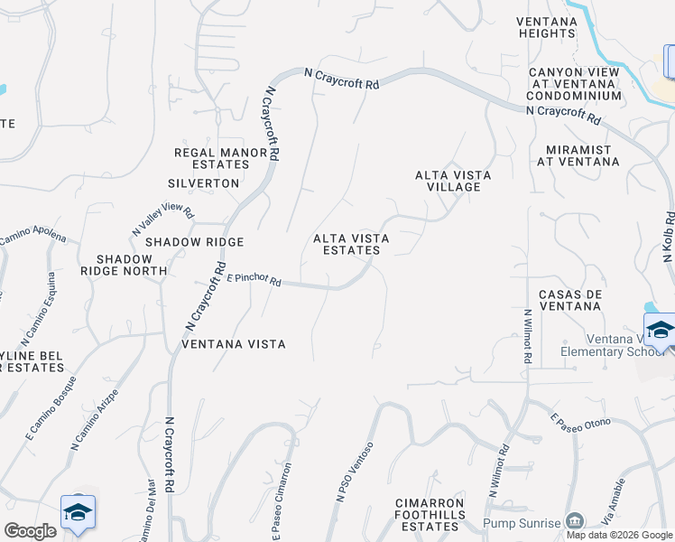 map of restaurants, bars, coffee shops, grocery stores, and more near 6230 North Paseo Zaldivar in Tucson