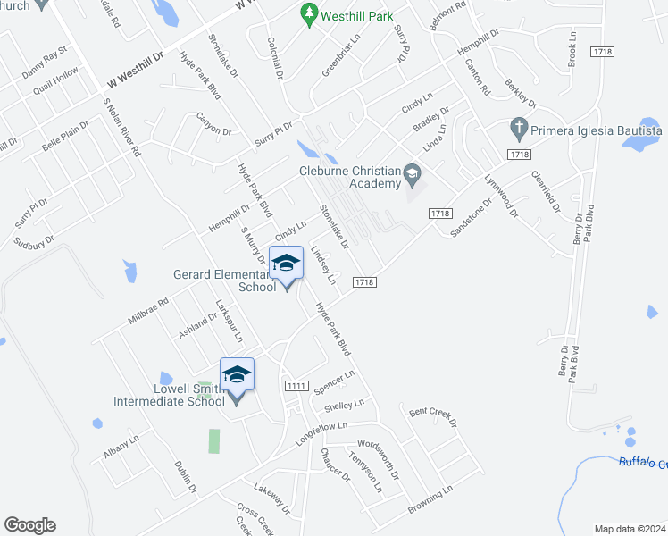 map of restaurants, bars, coffee shops, grocery stores, and more near 1502 Karen Lane in Cleburne