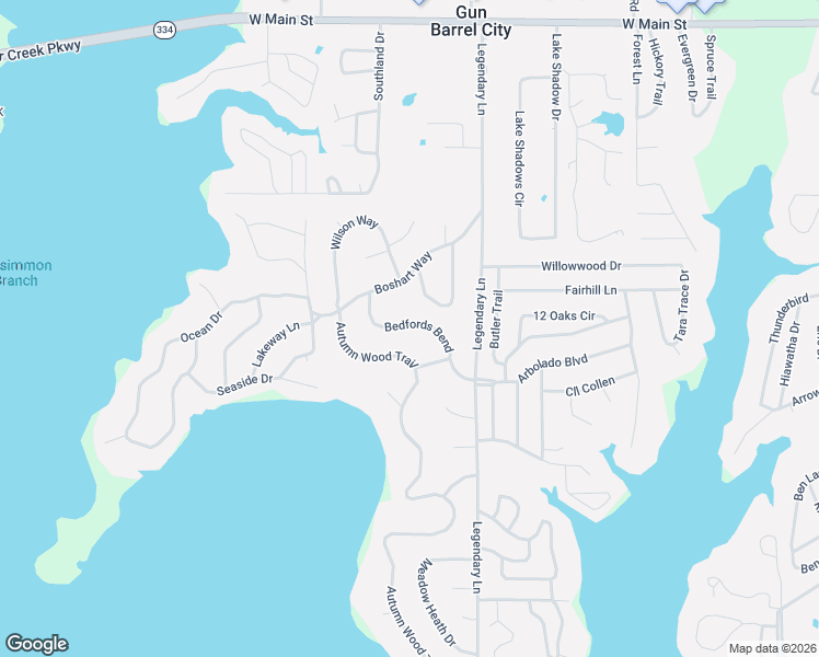 map of restaurants, bars, coffee shops, grocery stores, and more near 141 Bedfords Bend in Gun Barrel City