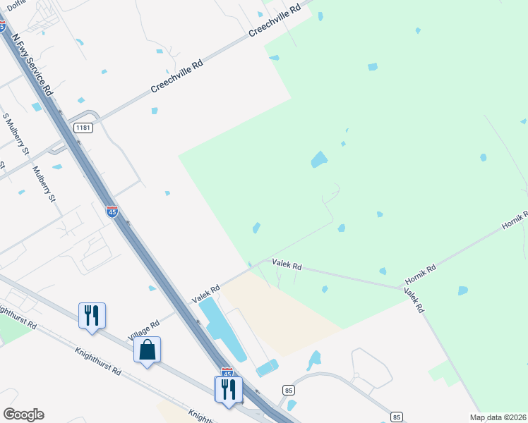 map of restaurants, bars, coffee shops, grocery stores, and more near 239 Valek Road in Ennis
