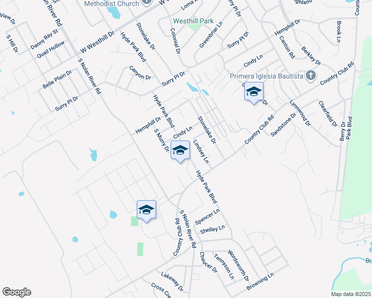 map of restaurants, bars, coffee shops, grocery stores, and more near 1209A Hyde Park Boulevard in Cleburne