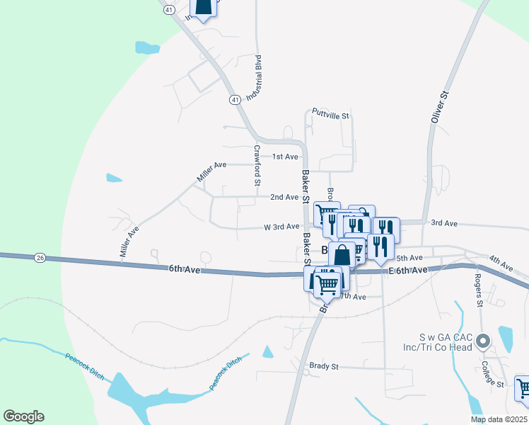 map of restaurants, bars, coffee shops, grocery stores, and more near 131 2nd Avenue in Buena Vista