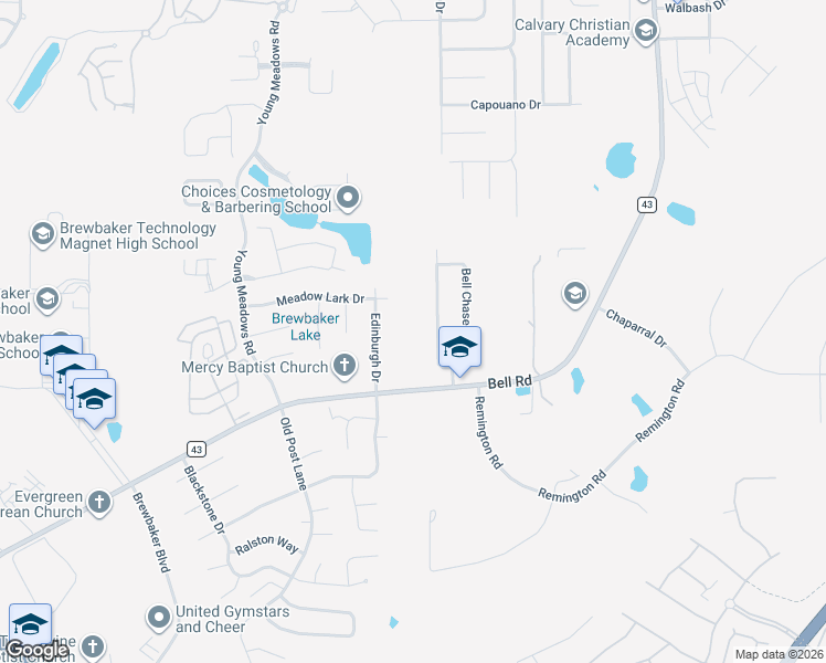 map of restaurants, bars, coffee shops, grocery stores, and more near 4432 Bell Chase Drive in Montgomery
