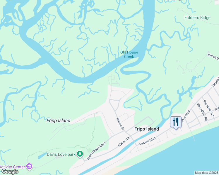 map of restaurants, bars, coffee shops, grocery stores, and more near 845 Bonito Drive in Saint Helena Island