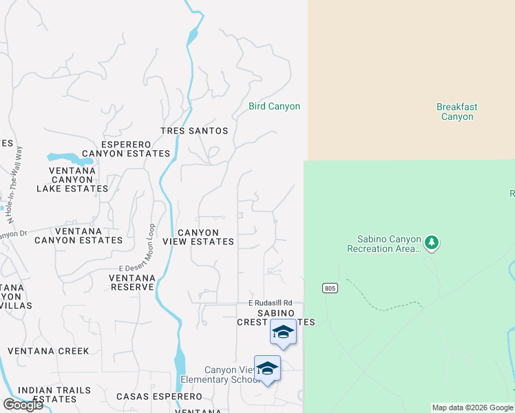 map of restaurants, bars, coffee shops, grocery stores, and more near 7700 East Sabino Shadow Place in Tucson