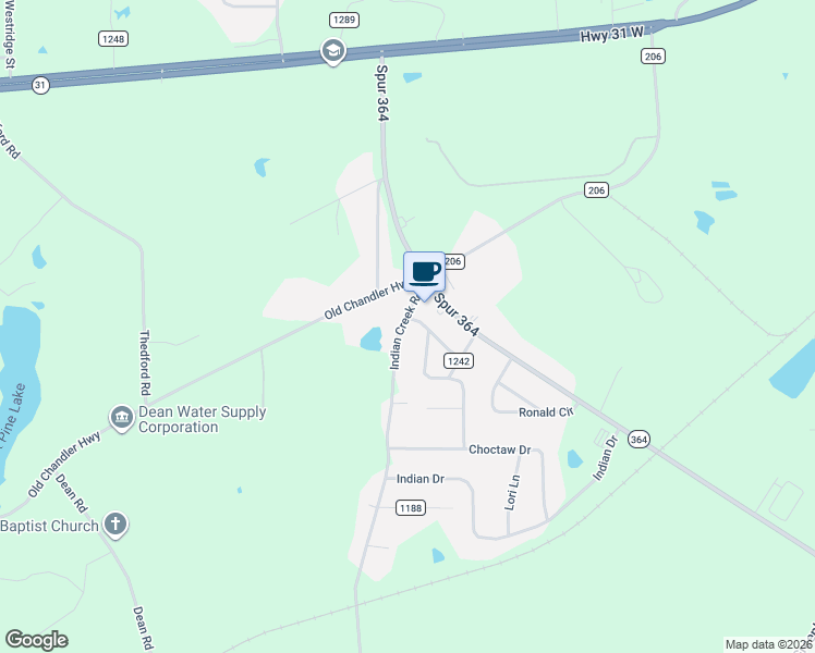 map of restaurants, bars, coffee shops, grocery stores, and more near 13803 County Road 1134 in Tyler