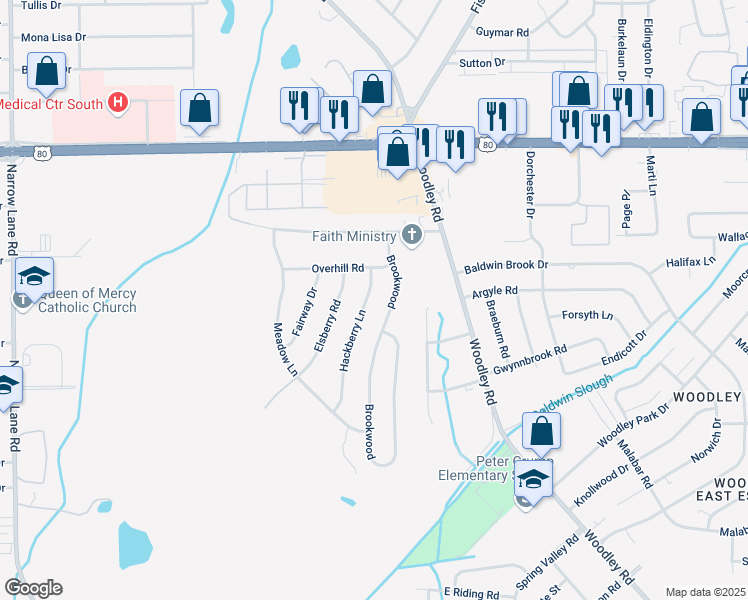 map of restaurants, bars, coffee shops, grocery stores, and more near 3203 Hackberry Lane in Montgomery