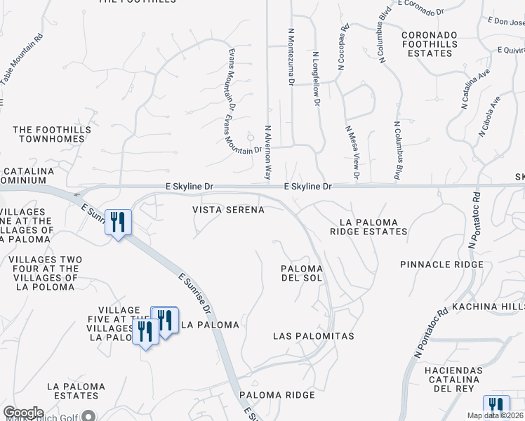 map of restaurants, bars, coffee shops, grocery stores, and more near 3891 East Calle Cayo in Tucson