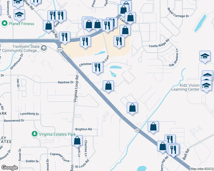 map of restaurants, bars, coffee shops, grocery stores, and more near 4021 Troy Highway in Montgomery