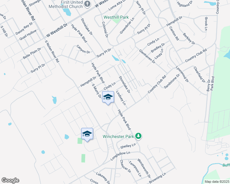map of restaurants, bars, coffee shops, grocery stores, and more near 1511 Cindy Lane in Cleburne