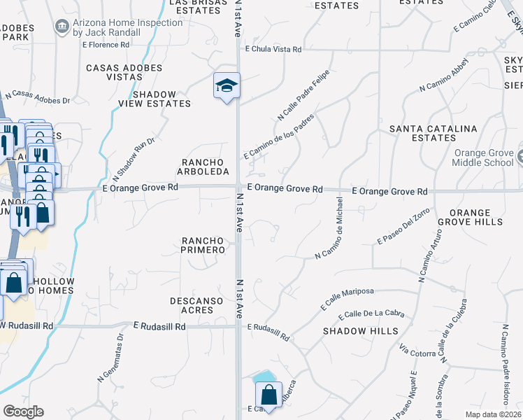 map of restaurants, bars, coffee shops, grocery stores, and more near 781 East Placita de Arnoldo in Tucson