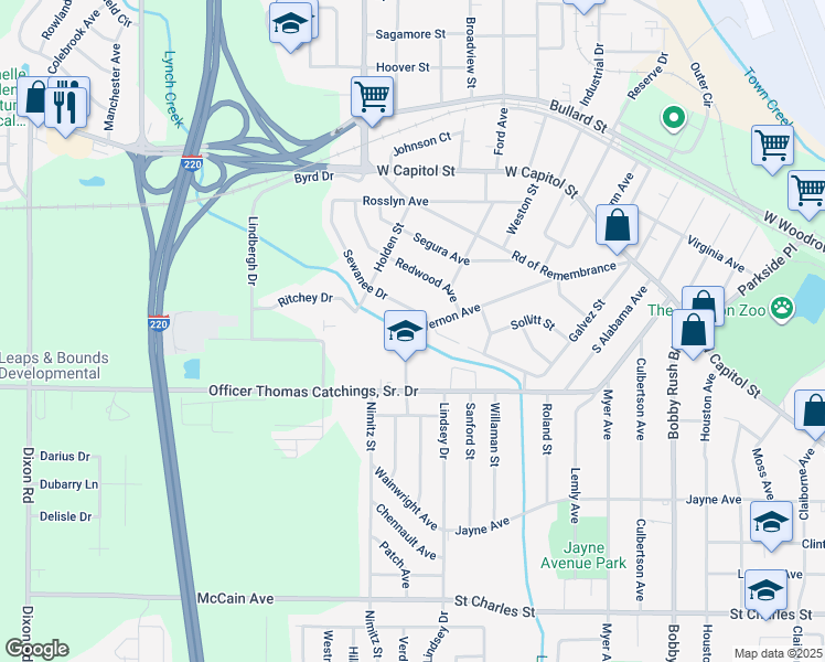 map of restaurants, bars, coffee shops, grocery stores, and more near 472 Mount Vernon Avenue in Jackson