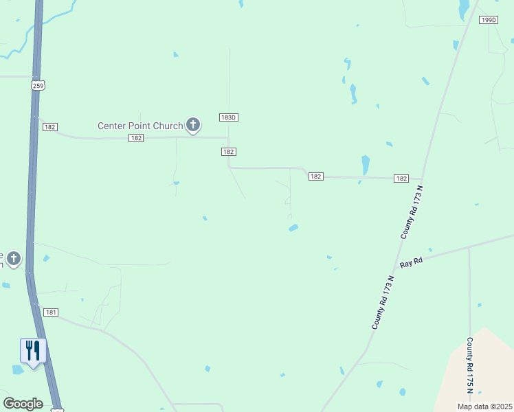 map of restaurants, bars, coffee shops, grocery stores, and more near 1014 County Road 182 in Overton