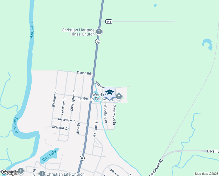 map of restaurants, bars, coffee shops, grocery stores, and more near Barnwell Road in Montezuma