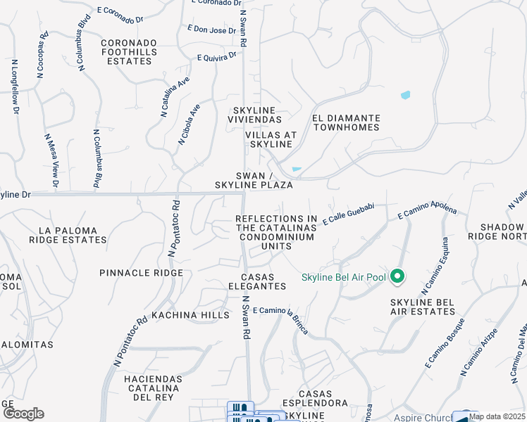 map of restaurants, bars, coffee shops, grocery stores, and more near 6300 North Swan Road in Tucson