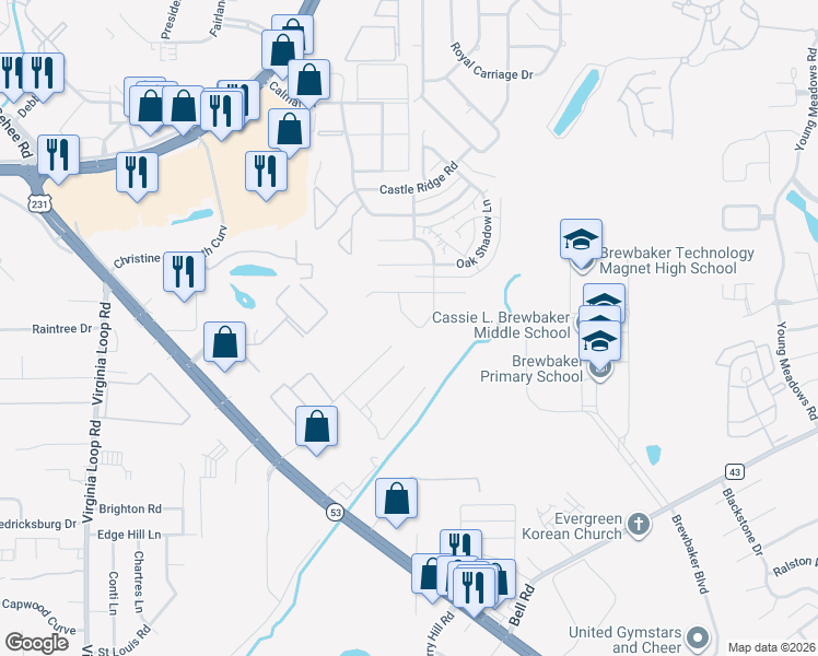 map of restaurants, bars, coffee shops, grocery stores, and more near 3344 Horseshoe Circle in Montgomery