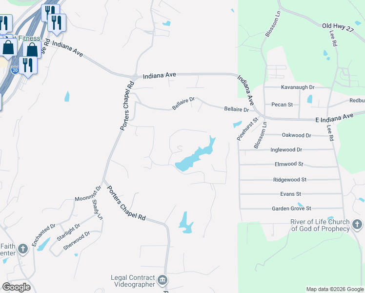 map of restaurants, bars, coffee shops, grocery stores, and more near 12 Shoreline Drive in Vicksburg