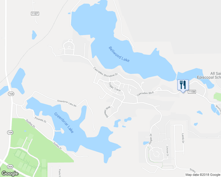 map of restaurants, bars, coffee shops, grocery stores, and more near 4546 Triggs Trace in Tyler