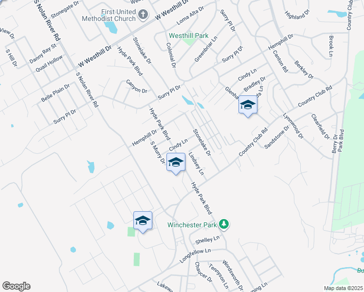 map of restaurants, bars, coffee shops, grocery stores, and more near 1511 Cindy Lane in Cleburne