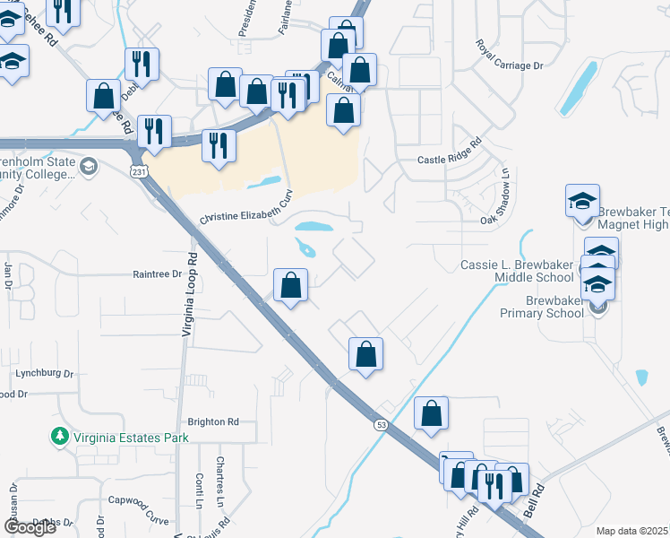 map of restaurants, bars, coffee shops, grocery stores, and more near 4600 Park Towne Way in Montgomery