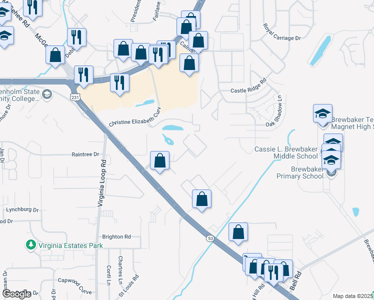 map of restaurants, bars, coffee shops, grocery stores, and more near 4600 Park Towne Way in Montgomery