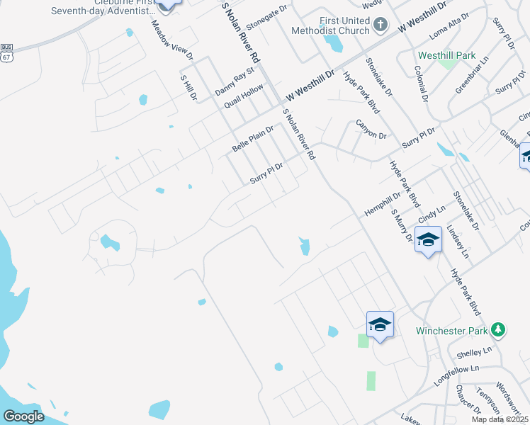 map of restaurants, bars, coffee shops, grocery stores, and more near 816 Sugar Hill Avenue in Cleburne