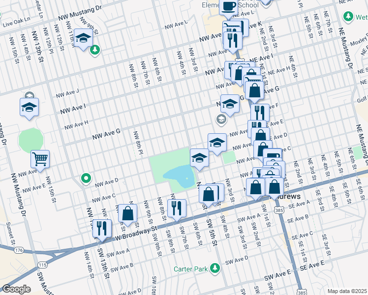map of restaurants, bars, coffee shops, grocery stores, and more near Northwest Avenue East in Andrews