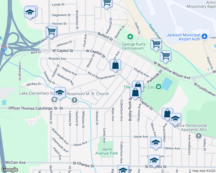 map of restaurants, bars, coffee shops, grocery stores, and more near 167 Galvez Street in Jackson