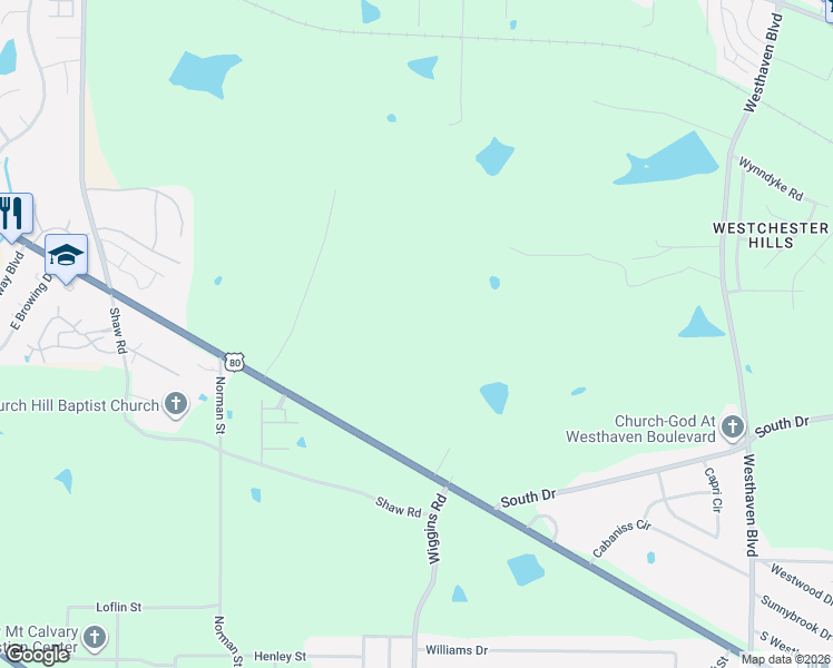 map of restaurants, bars, coffee shops, grocery stores, and more near 1257 Zepher Road in Jackson