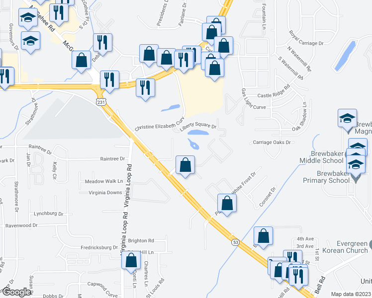 map of restaurants, bars, coffee shops, grocery stores, and more near 4021 Troy Highway in Montgomery