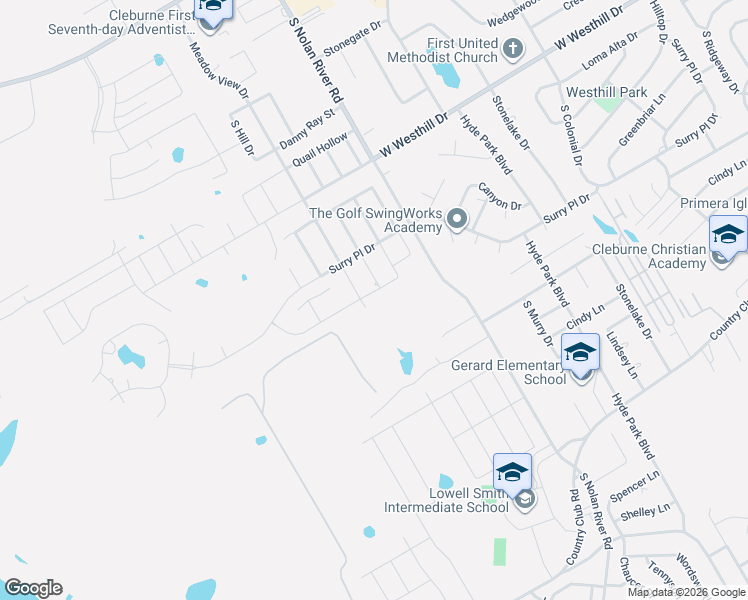 map of restaurants, bars, coffee shops, grocery stores, and more near 911 Concord Street in Cleburne