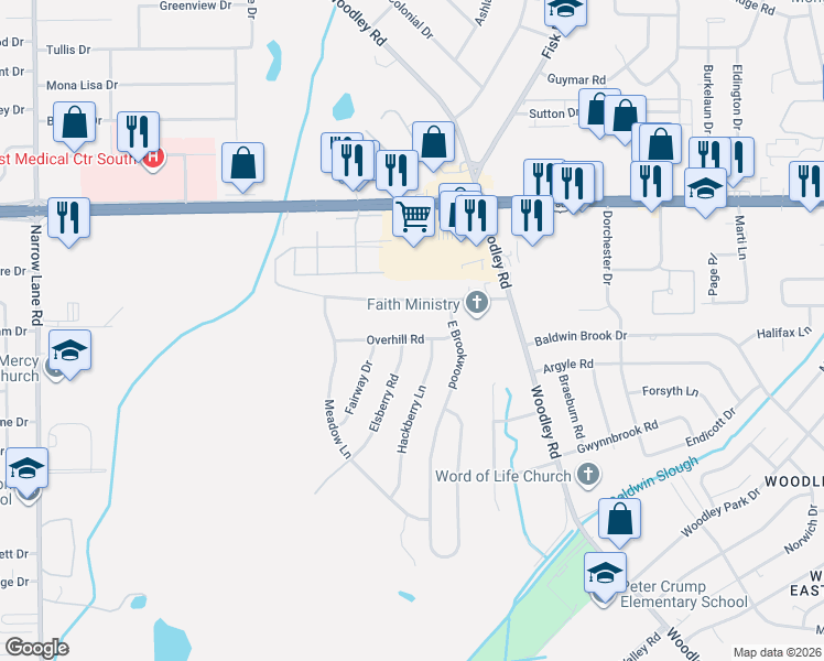 map of restaurants, bars, coffee shops, grocery stores, and more near 2366 Elsmeade Drive in Montgomery