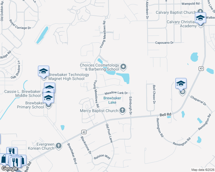map of restaurants, bars, coffee shops, grocery stores, and more near 6601 Triston Way in Montgomery