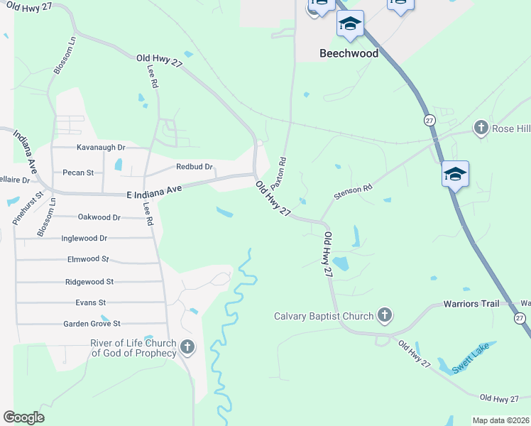 map of restaurants, bars, coffee shops, grocery stores, and more near 2051 Old Highway 27 in Vicksburg