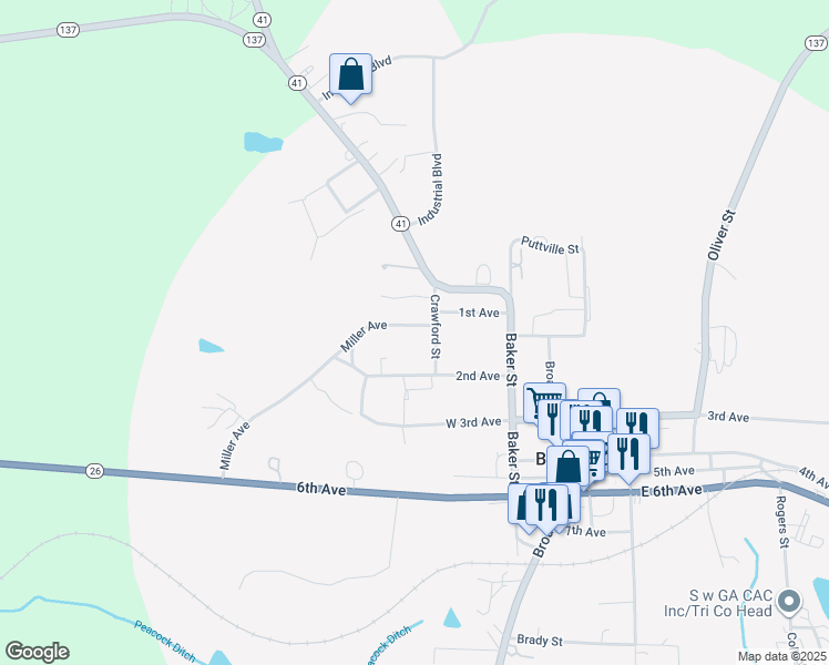 map of restaurants, bars, coffee shops, grocery stores, and more near 209 Miller Avenue in Buena Vista