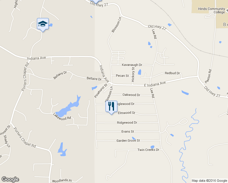 map of restaurants, bars, coffee shops, grocery stores, and more near 503 Oakwood Dr in Vicksburg