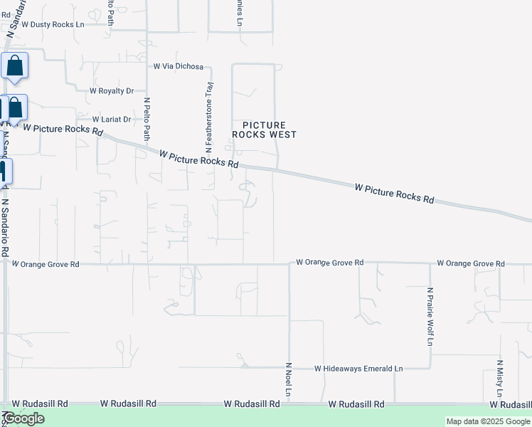 map of restaurants, bars, coffee shops, grocery stores, and more near 6535 North Hot Desert Trail in Tucson