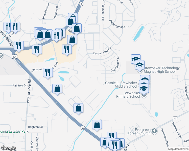 map of restaurants, bars, coffee shops, grocery stores, and more near 3816 Carriage Oaks Drive in Montgomery