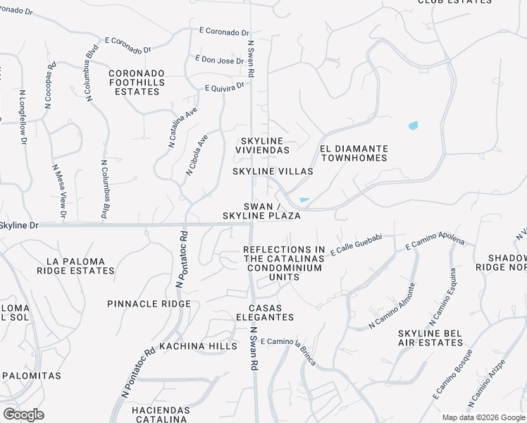 map of restaurants, bars, coffee shops, grocery stores, and more near 6455 North Green Briar Drive in Tucson